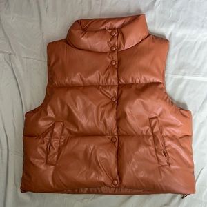 Faux Leather Puffer Vest